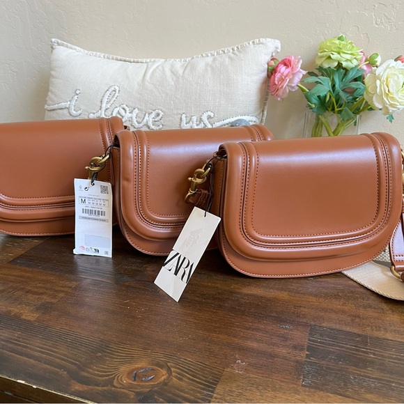 ZARA Flap Custom Letters JG/KB/P Convertible Brown Shoulder/Crossbody Bag - Picture 3 of 13